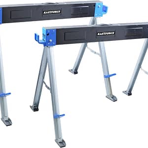 KASTFORCE KF3005 Folding Sawhorse 1000 kg Capacity Heavy Duty Saw Horse Jobsite Table Stand with Folding Legs Twin Pack