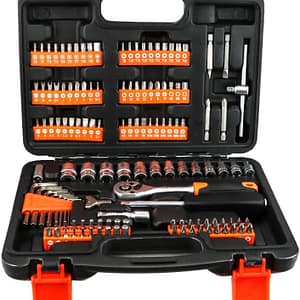 1/4" Drive Compact Socket & Bit Set, 131 Piece Metric Ratchet Sockets Screwdriver Bits and Accessory Tool Set