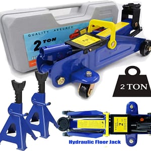 2T 4000lbs Floor Jack Car Trolley Jack Hydraulic Jack Quick Lift Jack Heavy Duty Portable Stable with Storage Case with 2pcs Axle Stands 3 Ton