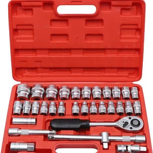 Aim Tools Socket Set 1/2 Inch 32 Pieces, 8-32mm Metric Drive with 24-Teeth Quick-Released Ratchet Wrench, High Grade Chrome Vanadium Steel, Auto Repairing Garage Tool 420321