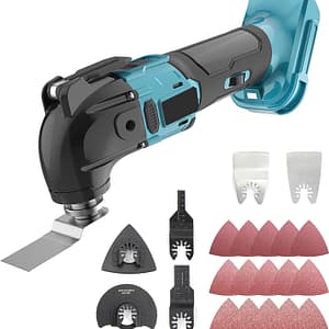 18V Li-Ion Cordless Brushless Oscillating Multi-Tool Compatible with Makita Battery 300W Electric Multifunction Tools with 22 Piece Accessory Kit（Body Only）