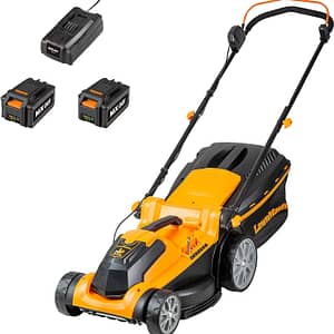 LawnMaster MX 24V 37cm Cordless Lawnmower with Spare Battery, MX 24V 4.0Ah Lithium Ion Battery and Fast Charger, Rear Roller (37cm Mower)