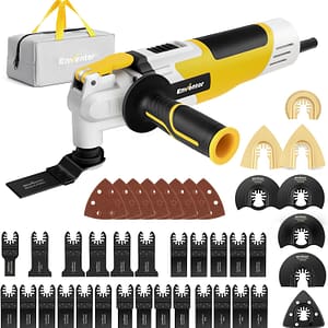 Enventor Oscillating Multi Tools, 280W 15000-22000 OPM Electric Corded Multi Tool, 6 Variable Speeds, 3°Oscillation Angle, Quick-fit Blade Design, Auxiliary Handle, with 43pcs Accessories