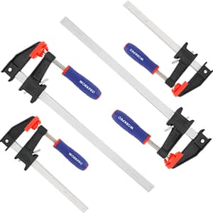 WORKPRO Professional Clamps for Woodwork Heavy Duty, 4-Pack 150mm & 300mm F Wood Clamps Quick-Release, Ideal for Woodworker Metalworker Carpenters Hobbyist