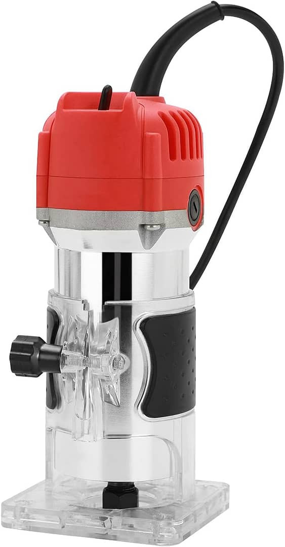 Trintion 1/4" Electric Hand Trimmer 30000RPM Wood Trimmer Palm Router Power Routers Tool for Wood/Laminate Flooring(Red)