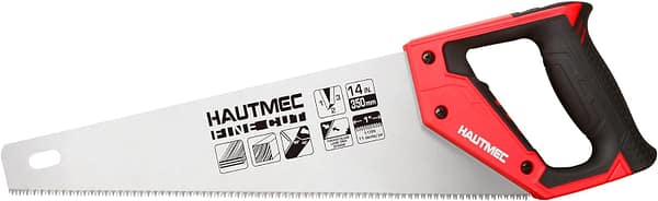 HAUTMEC 14 in. Universal Hand Saw - 11 TPI Fine Cuts Wood Saw - Professional Universal Saws for Wood, Laminate and Plastic - Crosscut Saw, HT0024