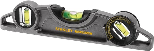 STANLEY FATMAX XTREME Torpedo Level Heavy Duty Aluminium Body and Magnetic Base Including 3 Reversible Vials 0-43-609, Grey/White, 25cm