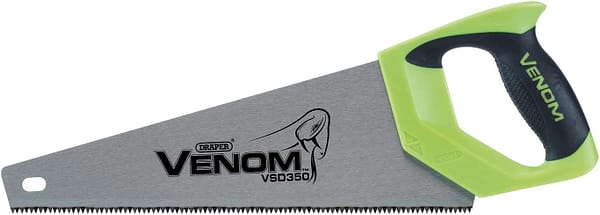 Draper Venom 350mm First Fix Double Ground Tool Box Saw |7tpi Hand Saw | 8ppi Wood Saw | 1mm Thick Carbon Steel Blade | Gardening Hand Tools | Ergonomic Handle | 82198