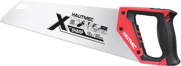 HAUTMEC 16 in. X-Sharp Universal Hand Saw - 11 TPI Fine Cuts Wood Saw - Professional Universal Saws for Wood, Laminate and Plastic - Ripcut and Crosscut Saw, HT0152-SA