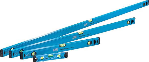 OX Trade 4 Piece Level Set - 600, 1200 & 1800mm Trade Level and Trade 230mm Torpedo Level