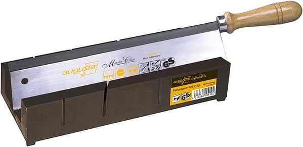 Augusta Dog Rose Mitre Box with Fine Saw in Set I Cutting Box (250 x 68 x 48 mm) Made of Sturdy Plastic for Precise Mitre Sawing for 45° and 90° Angles
