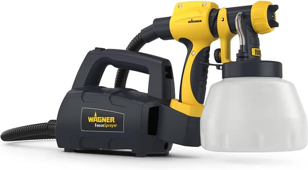 WAGNER Fence & Decking paint sprayer for fences, sheds, decking or garden furniture, covers 5 m² in 9 min, 1400 ml capacity, 460 W, 1.8 m hose, Yellow/Black