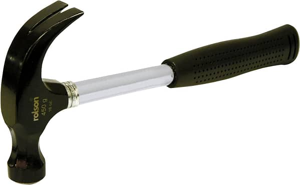 Rolson 10339 16 oz Claw Hammer Tubular Steel, Silver Black