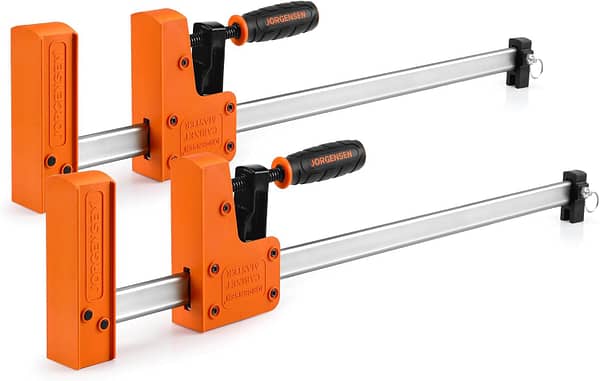 Jorgensen Clamps for Woodwork, 600mm Heavy Duty Wood Clamps, One-Handed Clamp/Spreader Quick Release Bar Clamp, 2-Pack