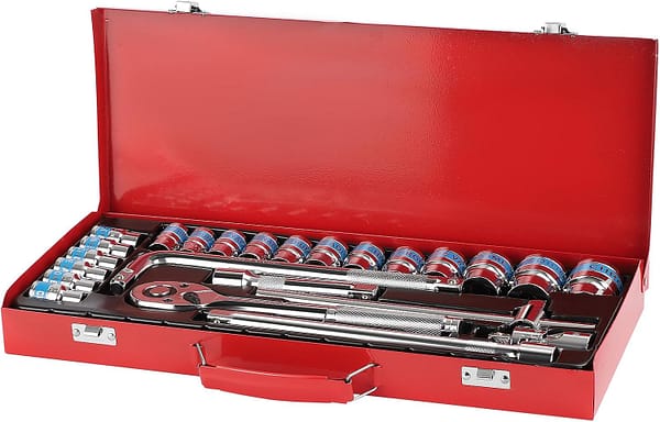 Youyijia 24 Piece Socket Wrench Set 1/2 inch Ratchet Socket Set 8-32 mm Mechanical Tool Set Universal DriveSocket Set Pass Through Ratchet Wrench Socket 1/2" Alloy Steel Deformation Resistant Ratchet