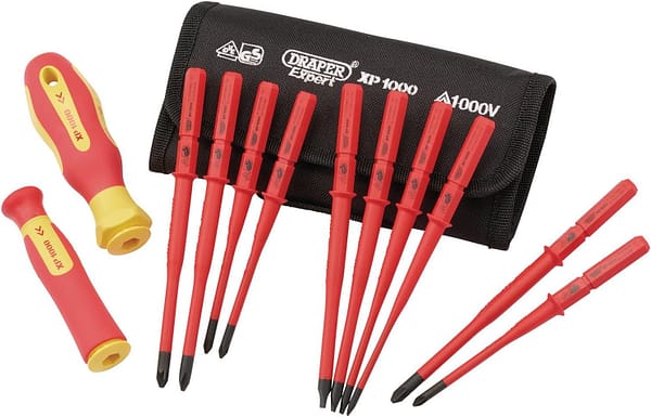 Draper 12 Piece Interchangeable Screwdriver Set | XP1000 Extra Slim | Portable Set with Case | 70867