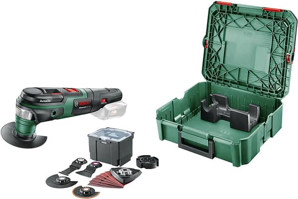Bosch Home and Garden Multi Tool AdvancedMulti 18 (without battery, 18 volt system, Universal Accessory Set, in SystemBox|Size S) - Amazon Edition