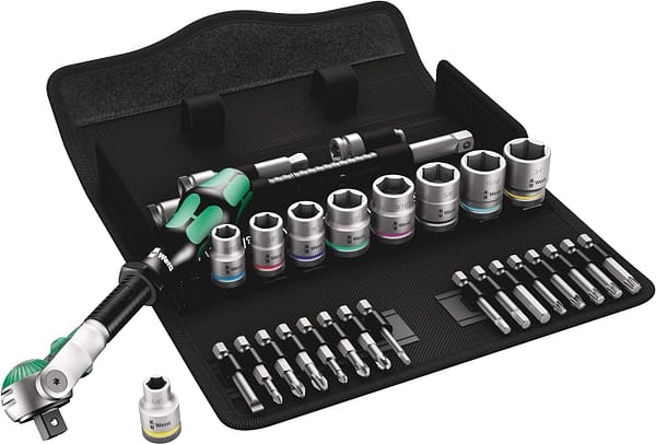 Wera 8100 SB 9 Zyklop Speed Multi-function Ratchet, Socket & Bit Set, 3/8" Drive, Imperial, 29pc, 05004049001