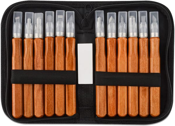 Gunpla 12 Pieces Wood Carving Chisels Set Professional DIY Sculpting Whittling Sharp Woodworking Carpentry Gouges Chisel Tools
