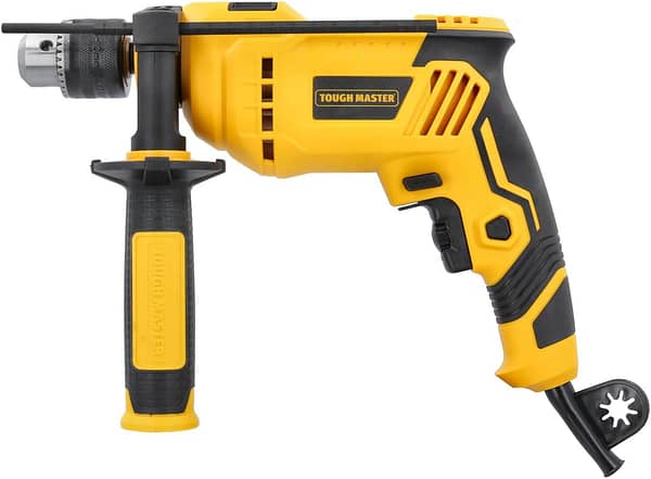 TOUGH MASTER Hammer Drill 650W Variable Speed 13mm Metal Chuck, 2 in 1 Corded Electric Drill & Hammer Drill Function for Concrete Steel Wood with Auxiliary Handle Included