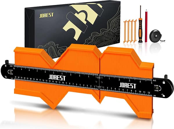 JOREST Connectable Profile Gauge 10+5 Inch, Contour Duplicator with Lock, Shape Outline Template Tool for Scribing/Woodworking/Flooring/Tile Laying/Angle Measurement, Gift for Father/Dad/Men/Carpenter