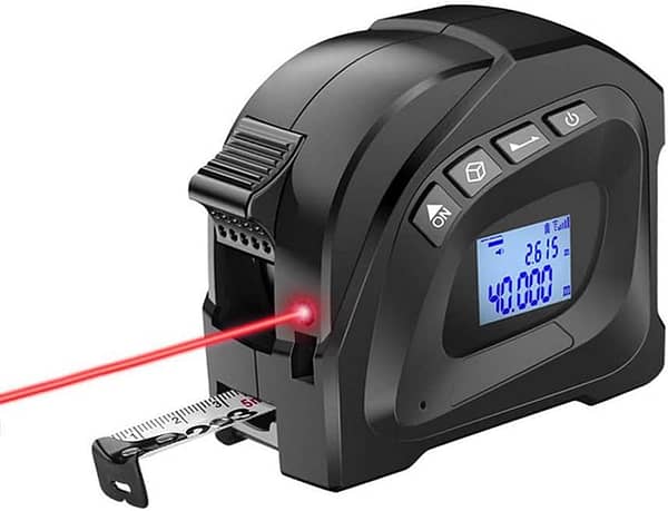 Laser Tape Measure, 3 in 1 Digital Laser Distance Meters with LCD Display, 40M/131FT Laser Measure, 5M/16FT Tape Measure, Distance/Area/Volume/Pythagorean, Unit Switching, Data Storage