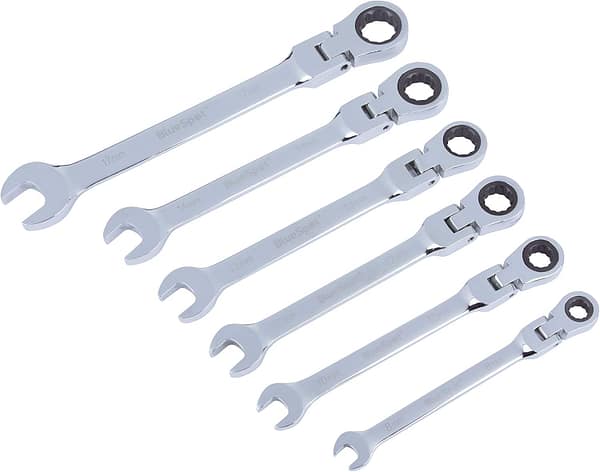 Blue Spot 04312 6 Piece Flexible Head Ratchet Spanner Set, Multi-Colour, Set of 6