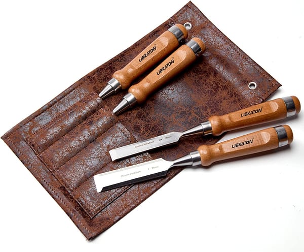 Libraton Wood Chisel Sets, Chisels Sets 4PCs, Woodworking Chisels, Wood Chisels, Chisels for Woodworking, Wood Chisel Set, Professional Chisels, Carpenter Chisels for Woodworking with Wooden Handle