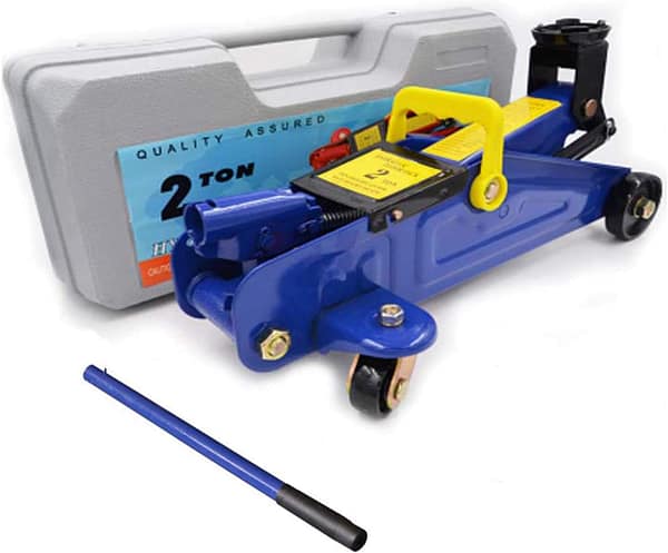 Floor Jack 2 Tons Hydraulic Heavy Duty Steel handle Trolley Profile Tyre Repair Tools Car Van Lift w/Case Easy Operation