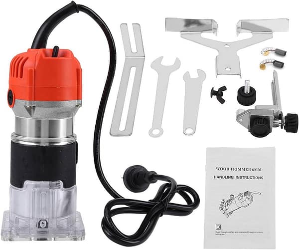 Wood Palm Router, Electric Hand Trimmer Wood Laminator Router Tool Set, 220V 30000R/MIN Palm Routers Woodworking Furniture Processing, Hand Trimmer Tool Set for Wood Crafting Work