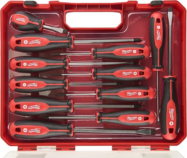 Milwaukee Set of 12 Tri-Lobe Screwdrivers 4932472003,Red