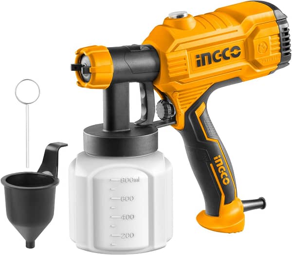 INGCO Corded Paint Sprayer 450W 400ml/min, Fence Paint Sprayer 800ml Detachable Container, HVLP Spray Gun with 3 Pure Copper Nozzle(1.5+2.0+2.5) SPG3508-4