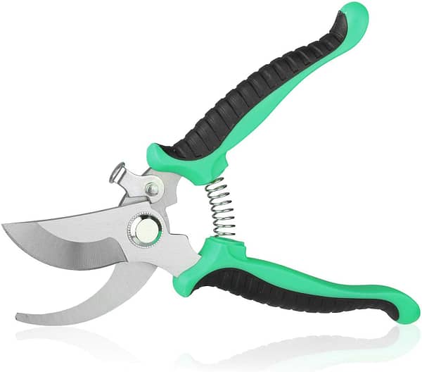 VPMeetx Secateurs Pruning Scissors - Professional High Carbon Alloy Steel Garden Shears Bypass Pruning Shears Lightweight Hand Pruner with Locking Mechanism (Green Secateurs)