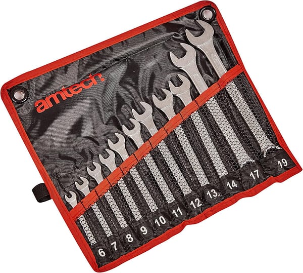 Amtech K0400 Combination Spanner Set, Drop Forged and Chrome Plated Spanners, 6mm to 19mm