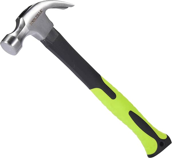 TOOLZILLA Claw Hammer - Comfortable & Ergonomic Grip Black and Green, TPR Finish Rip Claw Hammer - Fiberglass Claw Hammer Multitool - Essential Hand Tool for Tradesman or DIY Enthusiast