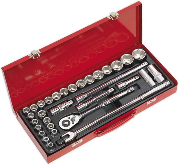 Sealey Ak693 Socket Set 32Pc 1/2Sq Drive 6Pt Walldrive - Duometric