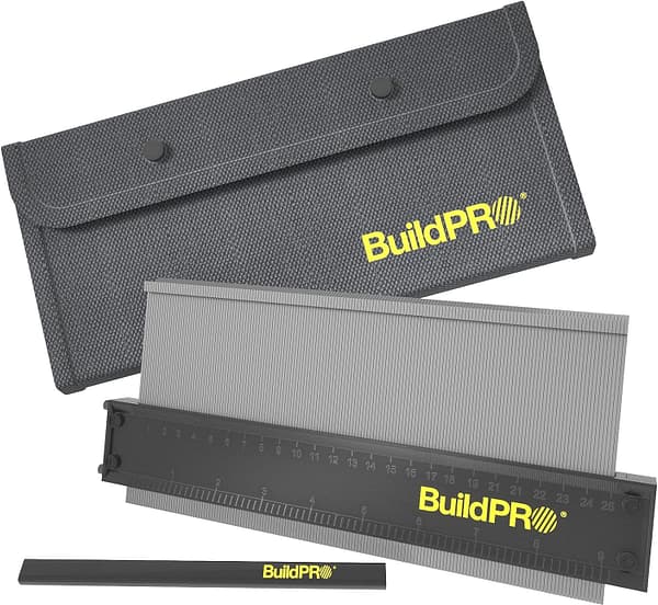 BuildPRO Contour Gauge 10 inch Professional Profile Duplicator with Metal Lock + Bag & Pencil Must Have DIY Hand Tool Best in Flooring Wood Carpet Laminate Tiling Skirting Templating Cool Gift Men