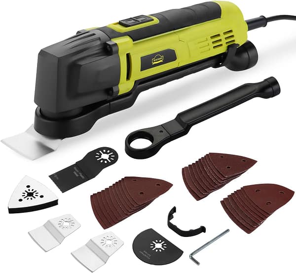 DEWINNER Oscillating Multi-Tool, Detail Sander for Drill Attachment,Sanding Kit, a Mini Saw & Grinder, Scraper and Grout Remover, Variable Speed Universal Fit Accessory