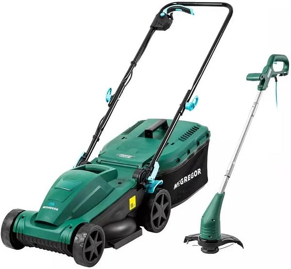 McGregor 1400w Corded 34cm Rotary Lawnmower and 350w 25cm Grass Trimmer