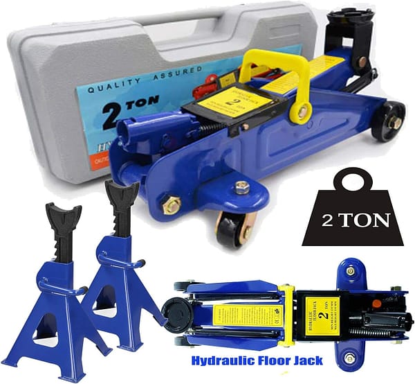 2T 4000lbs Floor Jack Car Trolley Jack Hydraulic Jack Quick Lift Jack Heavy Duty Portable Stable with Storage Case with 2pcs Axle Stands 3 Ton