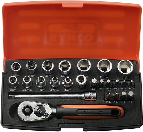 SOCKET SET 1/4" DRIVE 25 PIECE SL25 By BAHCO