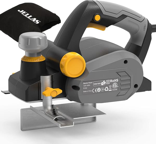 Electric Hand Planer, Jellas 16000RPM Planer, with 2 Reversible HSS Blades, 2mm Adjustable Cut Depth, Parallel Fence Bracket, Ideal Planer Woodworking, EP710