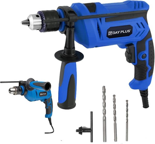 Power 230V 850W Rotary Hammer Drill Set, Wood Concrete Steel Stone Electric Breaker with 360° Rotatable Side Handle 3000rpm Variable Speed Depth Gauge 13mm Chuck and Drill Bits(5/6/8mm)