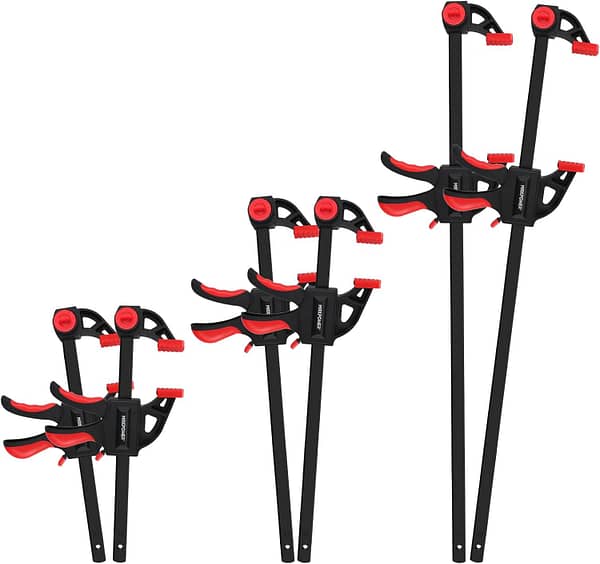 Quick Grip Wood Clamps Set, MAXPOWER 6PCs Quick Release Ratchet Bar Clamps Set for Woodworking - 150mm/300mm/600mm