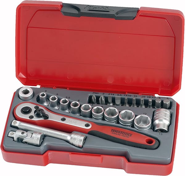 Teng T1424 1/4-inch Socket Set Metric Drive (24 Pieces)