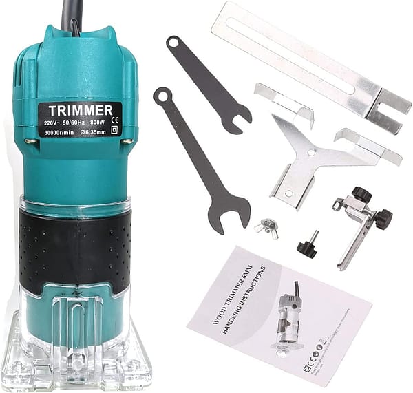 800W 220V Compact Electric Hand Wood Trimmer, Portable Woodworking Router Slotting Cutting Trimming Machine Joiners Tool 30000R/MIN