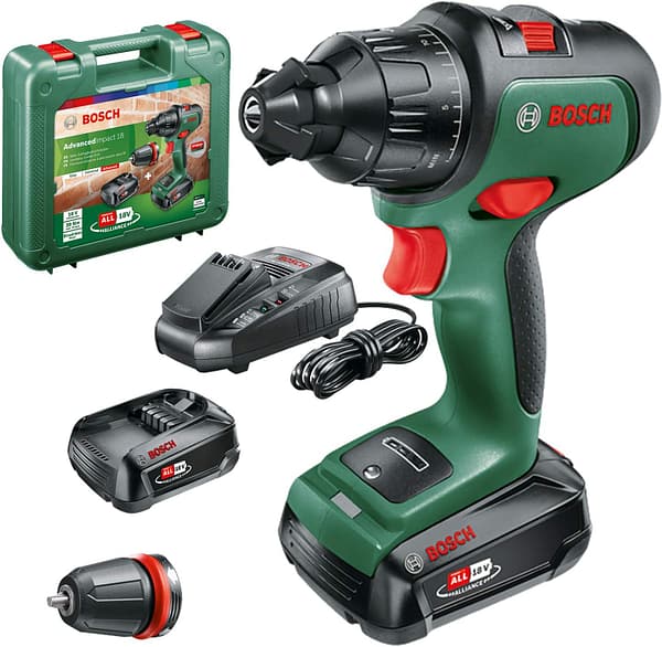 Bosch Cordless Combi Drill AdvancedImpact 18 (2x Batteries, 18 Volt System, in Carrying Case)
