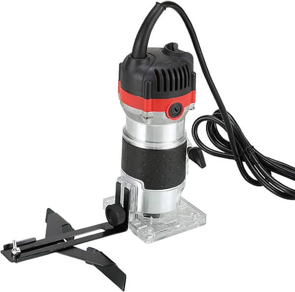 Compact Electric Hand Wood Trimmer,800W Portable Woodworking Router Slotting Cutting Trimming Machine Joiners Tool 30000R/MIN Black&red