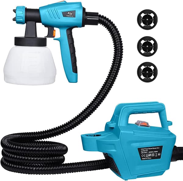 Fence Paint Sprayer 800W, Tilswall Pro Electric HVLP Paint Spray Gun with 3 Nozzle Sizes, 3 Spray Patterns, and 1300ML Detachable Container for Fences, Sheds, Decking, Garden Furniture