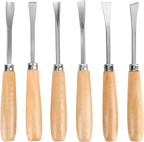 CTDMJ Wood Chisel Set 6Pieces Wood Carving Tools Set Wood Carving Chisels DIY Wood Chisel Sets Fishtail Gouges Wood Gouge Tools Set Wood Carving Knife Professional Wood Carving Set Knives